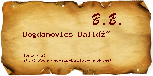 Bogdanovics Balló névjegykártya